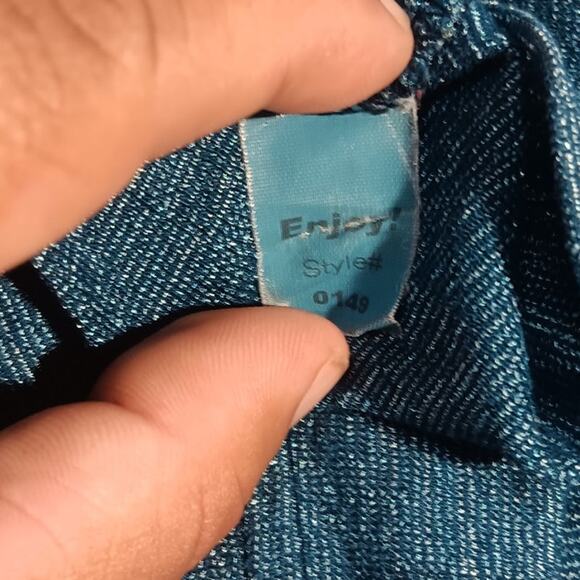 Michael Stars Blue Long Sleeve Top Women’s OSFM Boho Casual Stretch Blouse - Picture 6 of 7